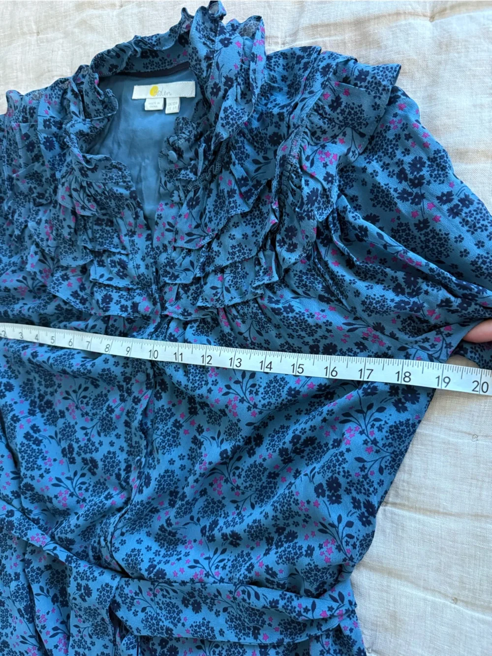 Boden Ruffle Yoke Midi Shirt Floral Dress Size 6